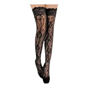 Plus Size Lace Rose Thigh High Stocking